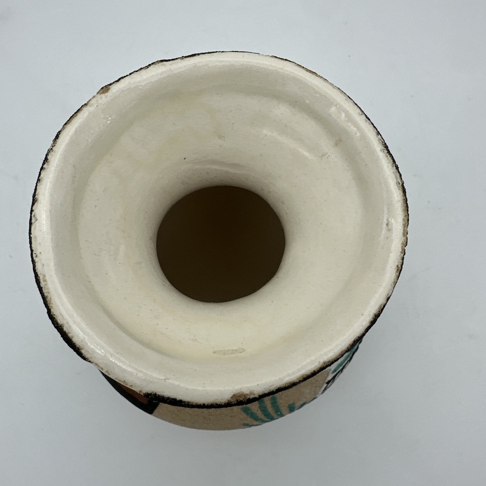 Vintage Southwestern Navajo Carita Benally Signed Sand Painted Pottery Vase 6" - Picture 4 of 5
